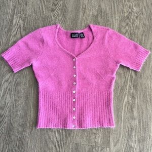 Hilliard & Hanson Angora Fuzzy Cropped Cardigan